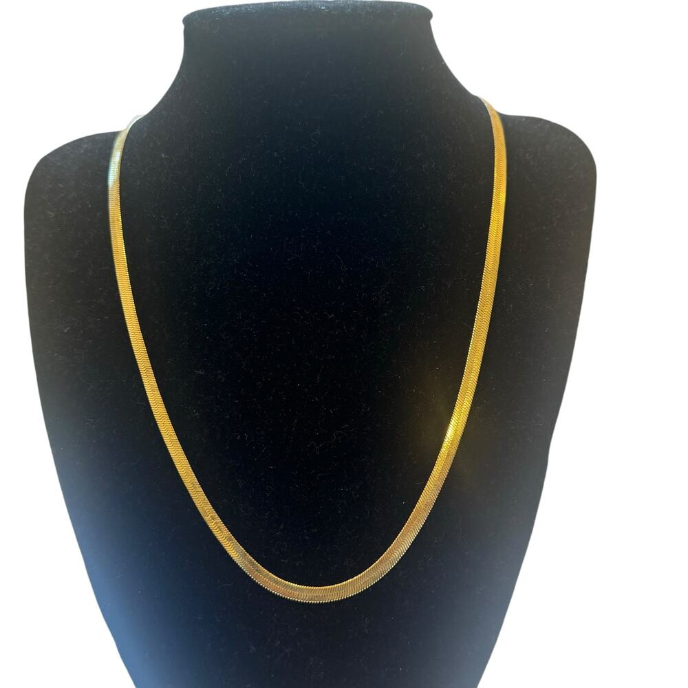 Madewell M0923 Herringbone Chain Necklace Vintage Gold One Size NWT - Picture 4 of 10